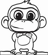 Monkey Coloring Cartoon Printable Kids sketch template