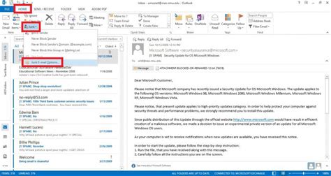 Filtering Spam In Outlook Technical Support Services