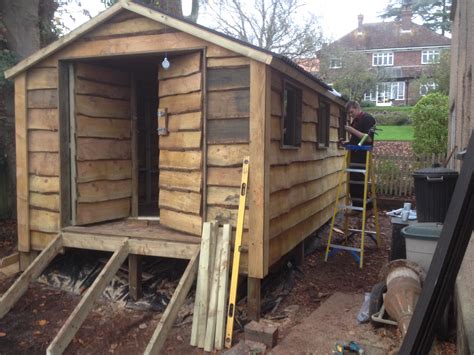 waney edge shed build  wooden workshop oakford devon