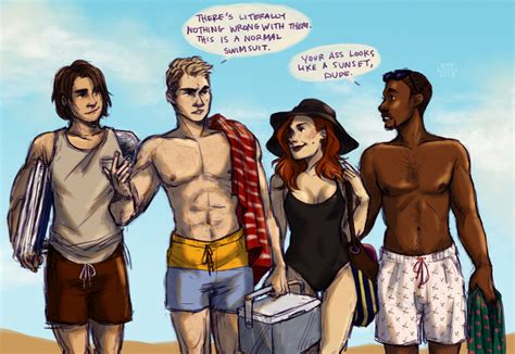 image bucky barnes steve rogers natasha romanoff  sam wilson standing   beach