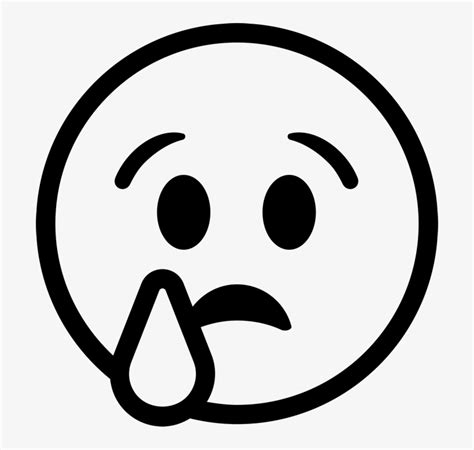 crying face emoji rubber stamp sad smiley emoji black  white