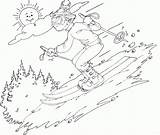 Skiing Downhill Coloring Boy sketch template