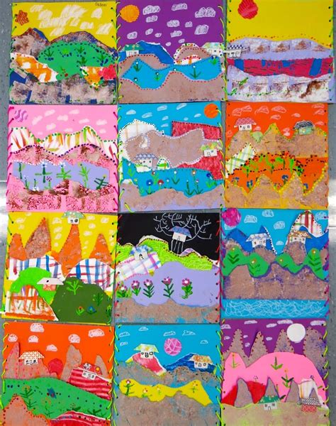 grade collage landscapes inspired  chilean stitched art called