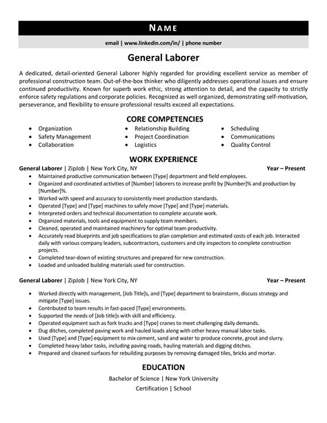 sample resume  general contractor terrykontieb