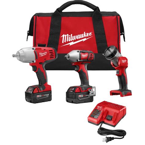 Milwaukee M18 18 Volt Lithium Ion Cordless Combo Tool Kit 3 Tool With
