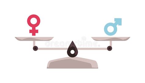 Weight Scale With Gender Signs As Symbols Of Sex Equality A Vector
