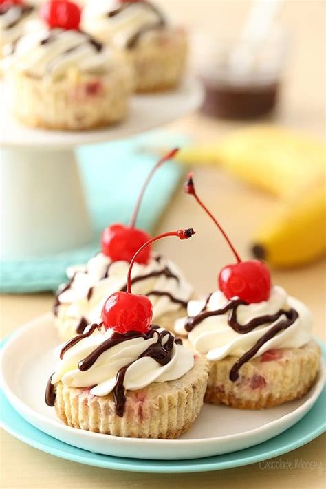 Mini Banana Split Cheesecakes Mini Cheesecake Recipes Brown Bananas
