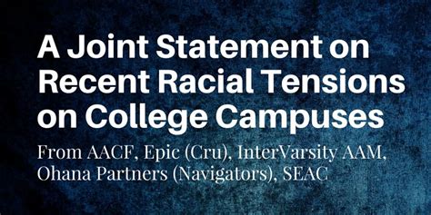 a joint statement on recent racial tensions on college