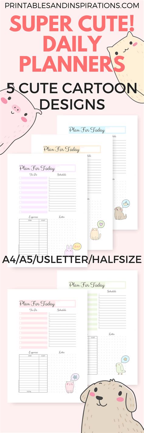 printable super cute daily planners printables  inspirations