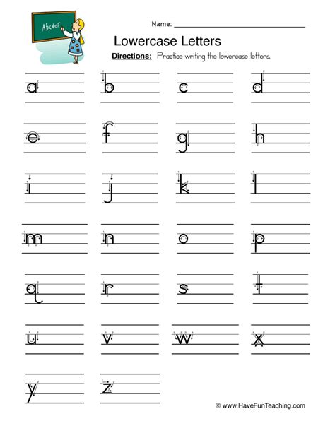 lowercase letters writing worksheet  teach simple