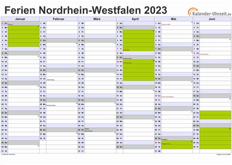 ferien nordrhein westfalen  ferienkalender zum ausdrucken