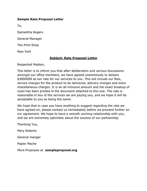 proposal letter template sample business proposal letter