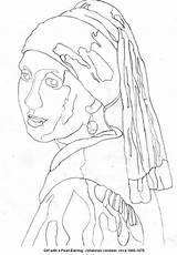 Earring Outlines Perla Vermeer sketch template