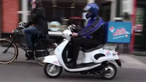 dominos talking pizza delivery scooter hits  streets  amsterdam fox news