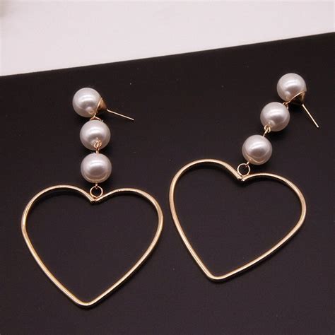 korean style big love drop earrings heart designer fashion imitation