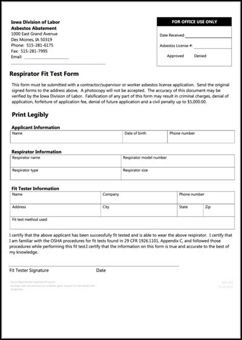 respirator fit test form qualitative form resume examples evkyqrbk