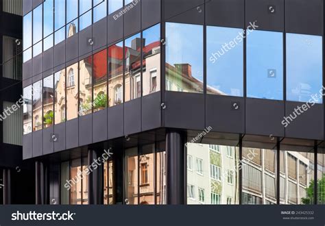 building architecture reflected  modern building front view   building munich