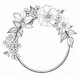 Flower Border Drawing Wreath Coloring Pages Rose Floral Flowers Borders Color Drawings Outline Draw Silhouette Embroidery Colouring Fiori Easy Patterns sketch template