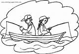 Fishing Coloring Pages Color Boat Kids Printable Sports Sheets Print sketch template