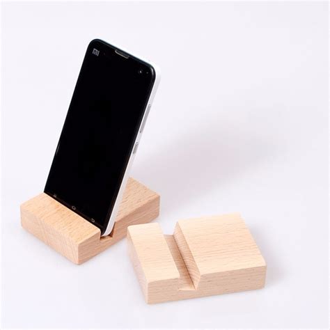 beech wooden universal cell phone stand viewing cradle wood holder