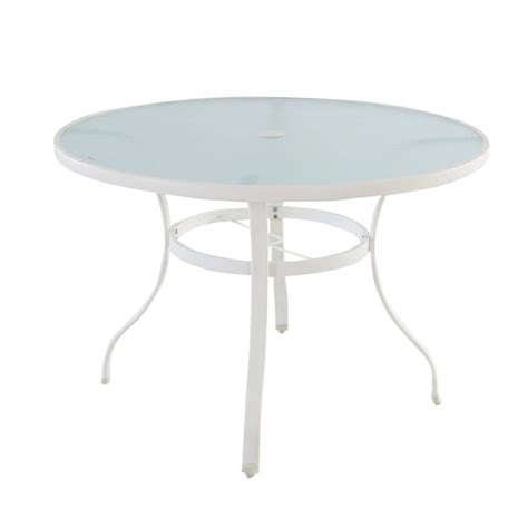 Stylewell Mix And Match White Round Glass Outdoor Patio Dining Table