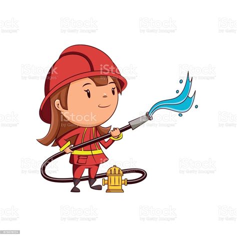 Firefighter Girl Stock Illustration Download Image Now