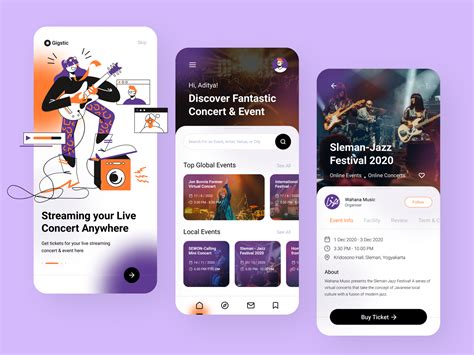 gigstic concert ticket app  ibrahim usman  sobatio  dribbble