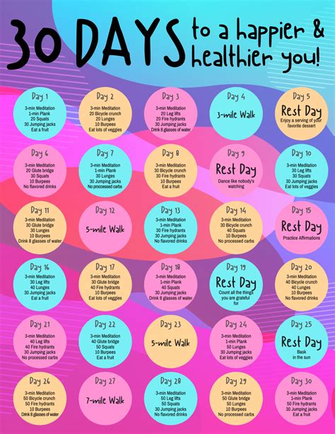 day health  wellness challenge printable thrifty mommas tips