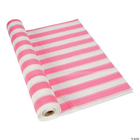 pinkwhite striped plastic tablecloth roll discontinued