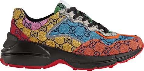 gucci multicolor gg black sole rhyton sneakers  style
