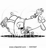 Fat Cartoon Pushups Doing Man Illustration Toonaday Royalty Outline Rf Clip Individual Level External Clipart sketch template