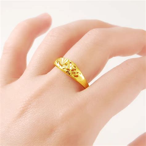fashion jewelry real  gold color rings vintage pattern gold fillded