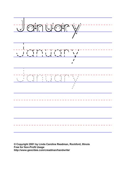 handwriting  kids math calendar months   year january