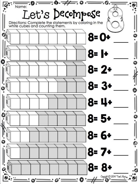 decomposing numbers worksheets  kindergarten