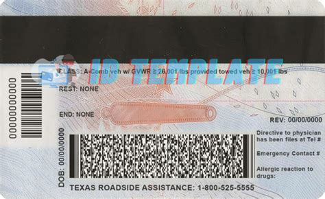 texas id card psd template driving license template