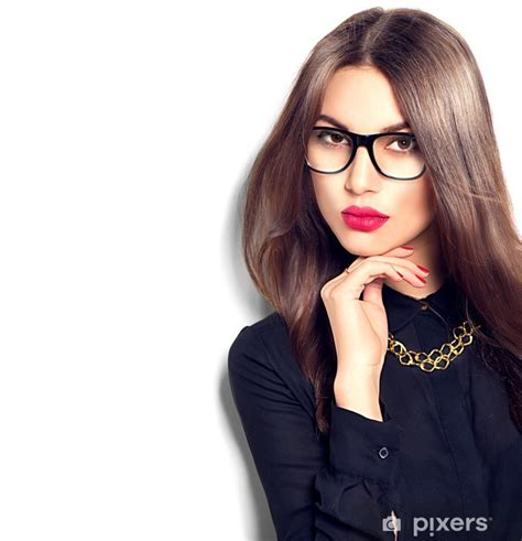 fotobehang beauty sexy fashion model meisje dragen van een bril op een