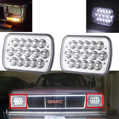 toyota pickup truck square headlamp pair   led headlight sealed beam  chrome