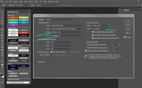 color settings magic buttons