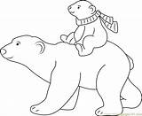 Polar Bear Coloring Pages Baby Bears Winter Cartoon Color Little Mom Kids Drawing Preschool Ride Going His Coloringpages101 sketch template