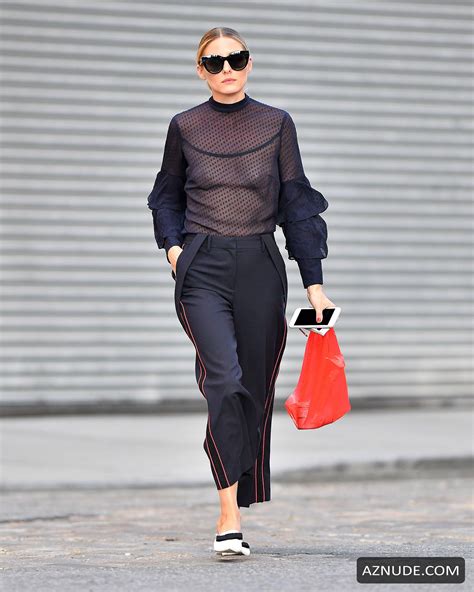 Olivia Palermo Black Sheer Top With Pasties While Exiting Her Apartment