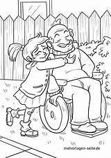 Opa Malvorlage Malvorlagen Vater Mutter Enkelkind Rollstuhl Kleurplaat Familienleben sketch template