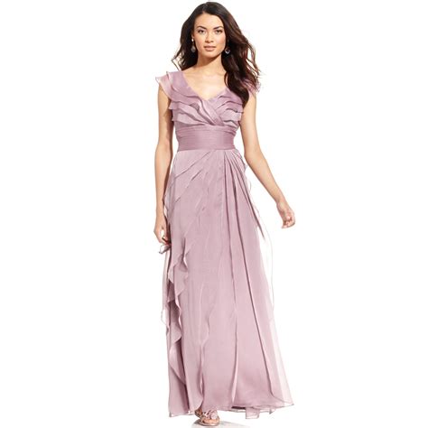 Adrianna Papell Tiered Evening Dress In Purple Mauve Lyst