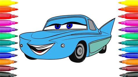 draw cars flo coloring pages  kids   paint cars  flo