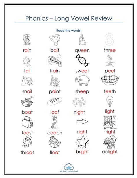 long vowel review  gregs english cloud