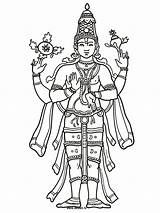 Vishnu Designlooter Inde Dieux Hindouisme sketch template