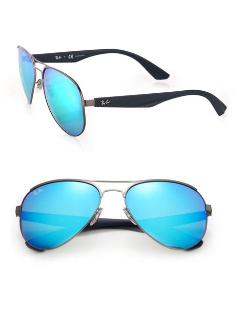 ray ban mm highstreet aviator sunglasses  blue  men lyst