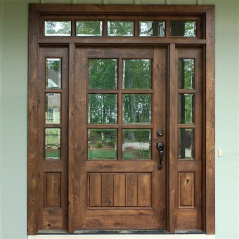 Rustic Two Panel Top Glass Custom Wood Doors