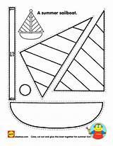 Printable Craft Crafts Summer Sailboat Kids Preschool Beach Activity Coloring Sheets Boat Cut Worksheets Pages Children Shape Activities Ship Template sketch template