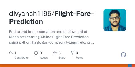 github divyanshflight fare prediction    implementation  deployment