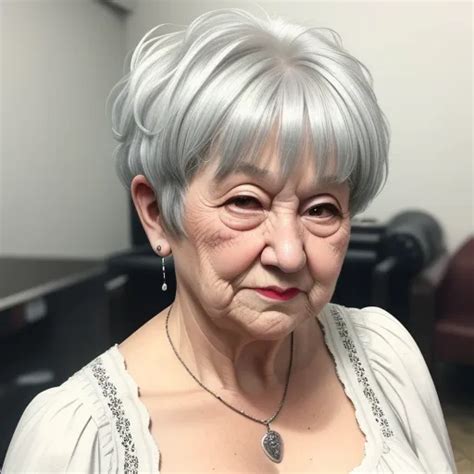 turn an image into high resolution granny pixie haircut silver hair